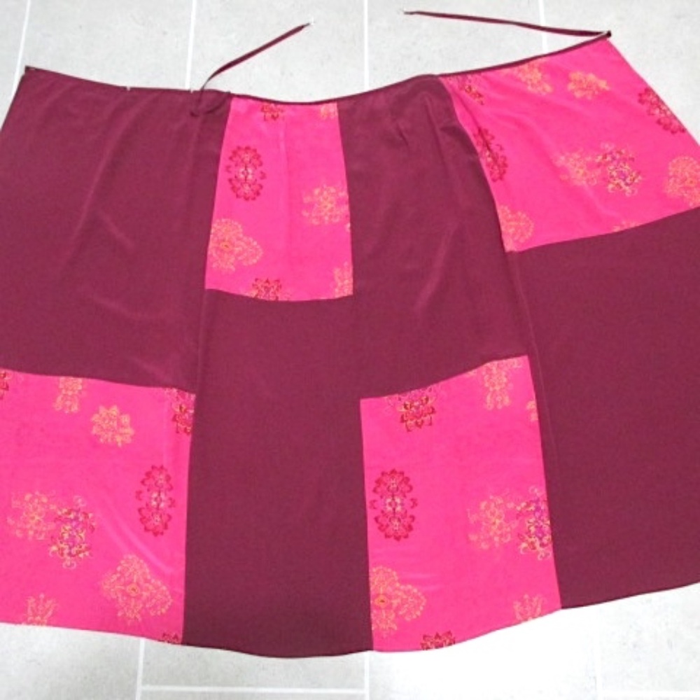 Amanda Smith Purple Pink Silk Wrap Skirt, Size PM - Picture 6 of 11